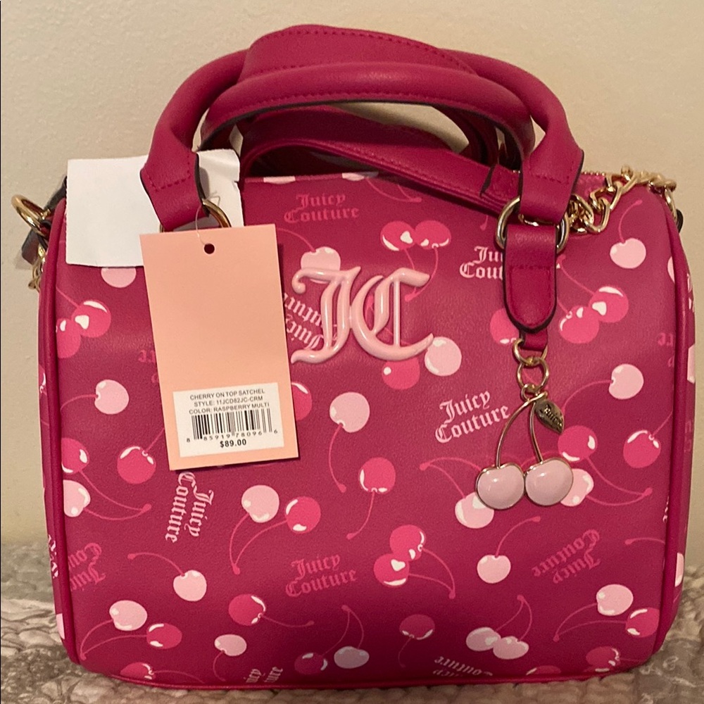 NEW 🩷🍒🩷🍒 Juicy Couture Pink Satchel with Gold Hardware